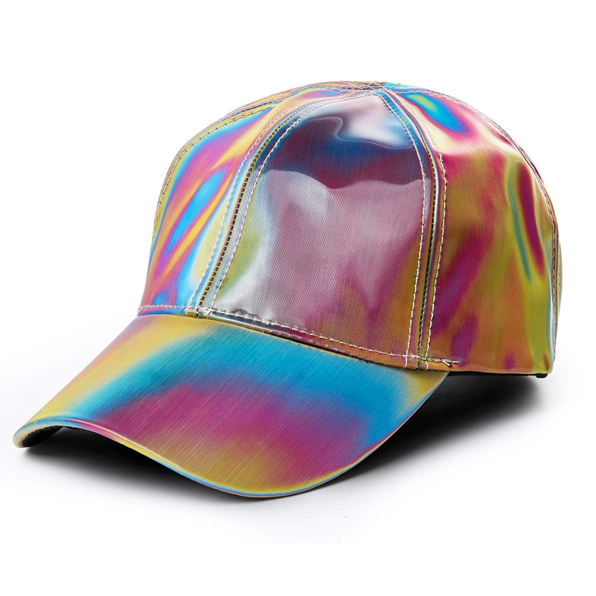 Marty McFly Replica Cap, Rainbow Baseball Cap, Cool Metal Hat, Curved and Adjustable, Perfect Costume for Christmas, Fancy Dress, Cosplay