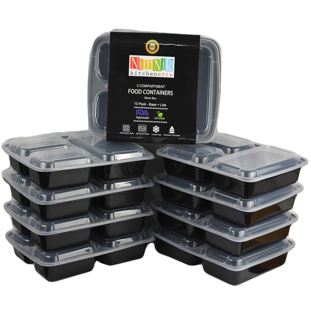 [10 Pack] Meal Prep Food Containers Store Plastic Bento Lunch Box with Lids Stackable Reusable