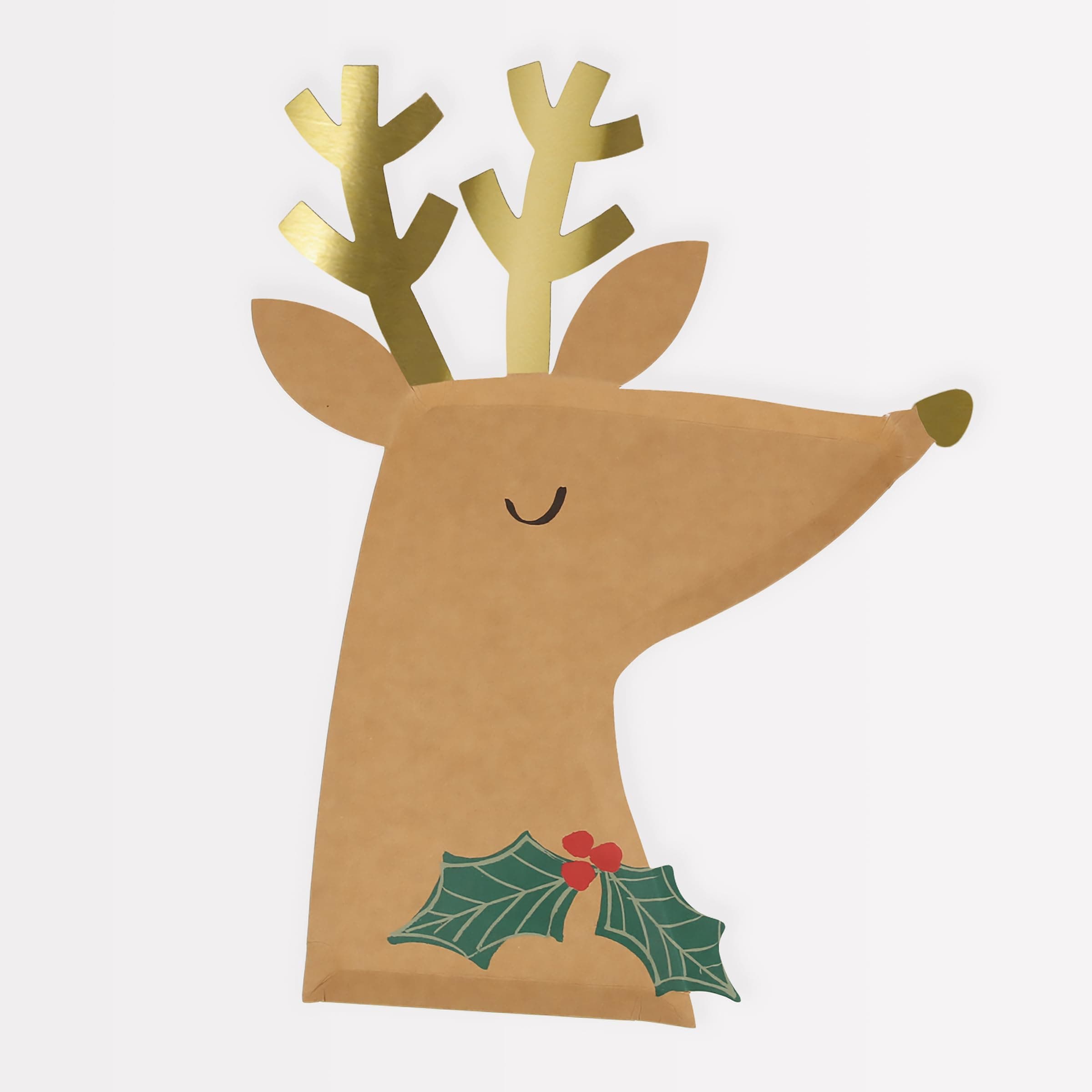 Reindeer With Holly Plates (Pack of 8)