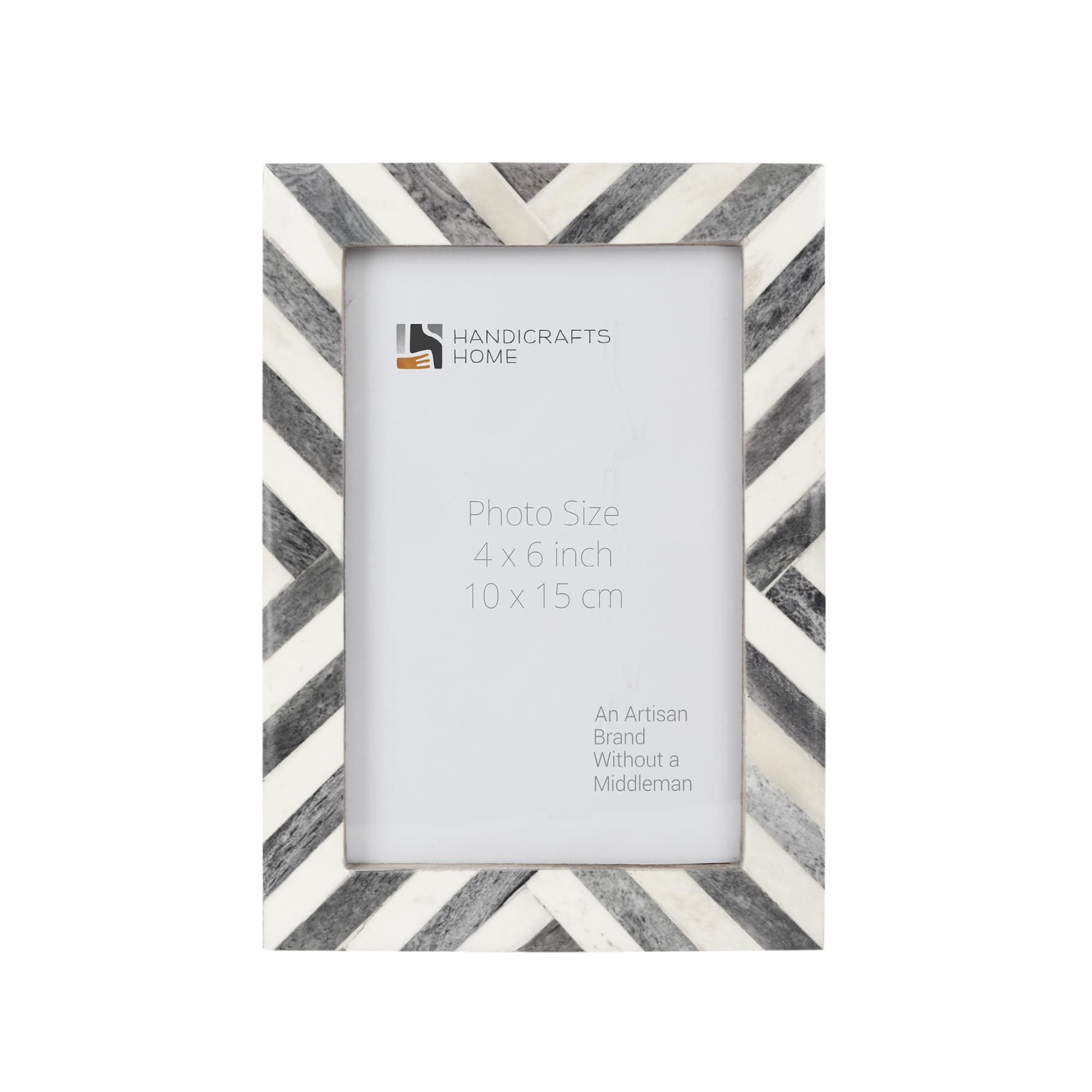 Handicrafts Home 4x6 Picture Photo Frame Chevron Herringbone Art Inspired Vintage Wall Décor Gift Frames [4x6 GREY]