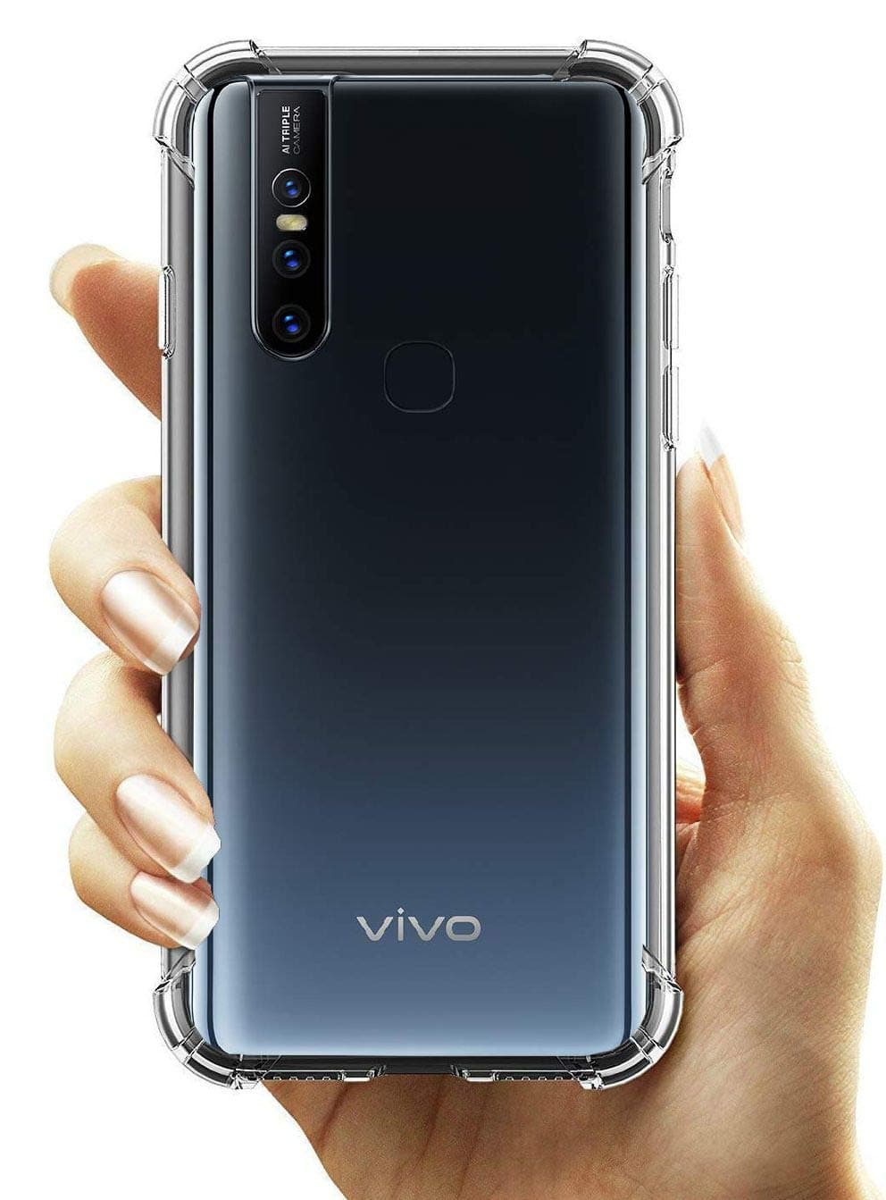 ANKIRANT � Bumper Corner Soft Silicon Flexible Shockproof Camera Protection Cushioned Edges Crystal Clear Mobile Back Case Cover for Vivo V15 (Transparent)