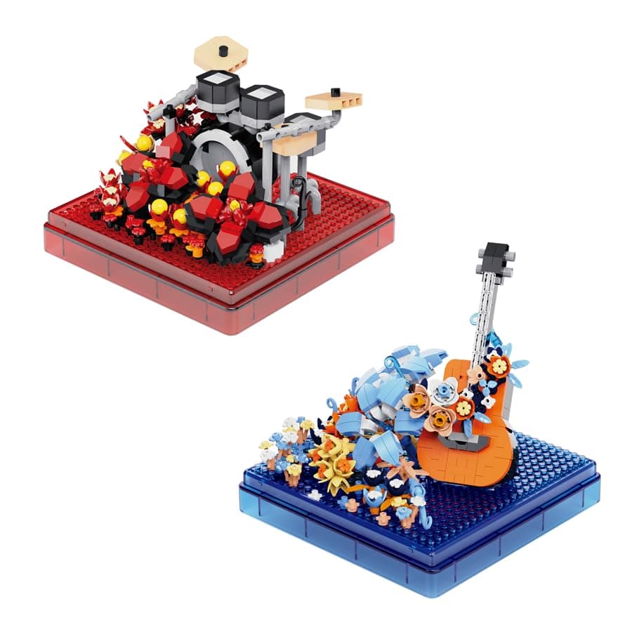 Musical Instruments Micro Blocks Building Sets,Classical Famous Building Block Set,1500 PCS for Adults and Kids,Guitar and Drum Set with Clear Plastic Cover