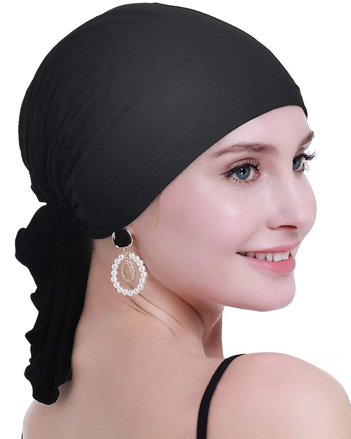 osvyo Bamboo Chemo Headscarf for Women Hair Loss - Cancer Slip On Headwear Turbans Sealed Packaging Black