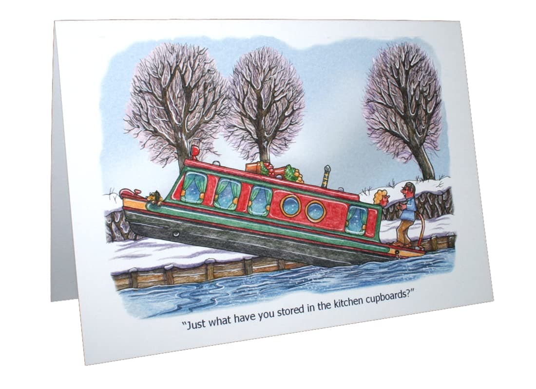 Narrowboats Narrow Boats Humour Cartoon A5 Funny Blank Greeting Card by Armand Foster