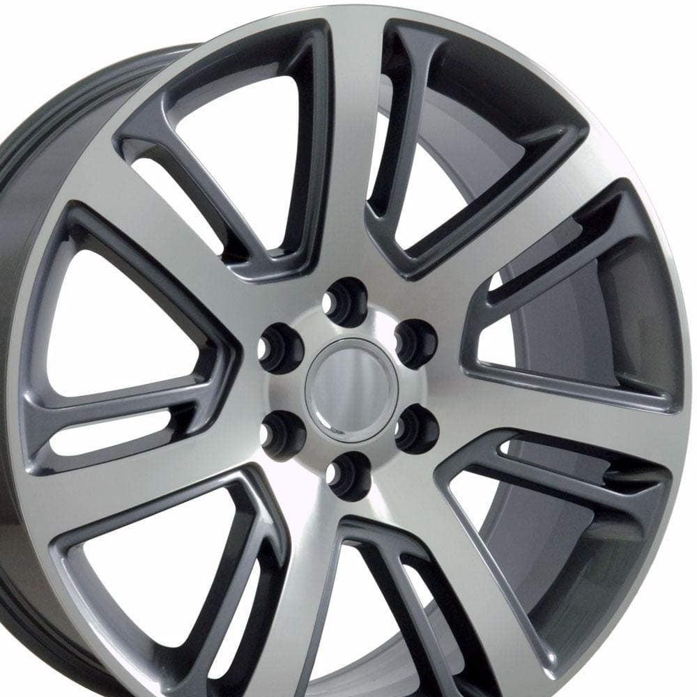 OE Wheels CA88 22 Inch Rim Fits Escalade Style 6x139.7 22x9 Gloss Gunmetal Machined - Hollander 4738 (1)