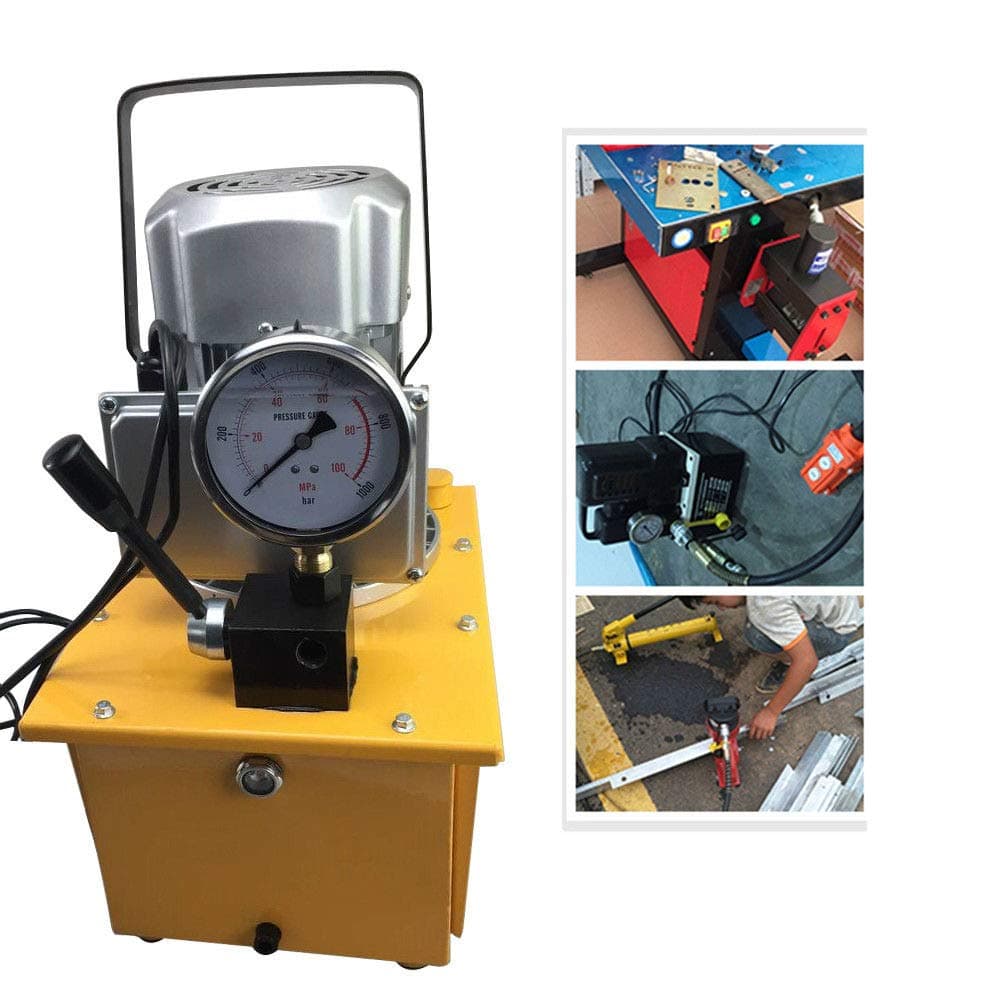 Electric Hydraulic Pump 10000 PSI Single Acting Manual Valve Electric Driven Hydraulic Pump Single Acting 110V 60HZ Quick Connector 7L Oil Capacity（Single Acting）