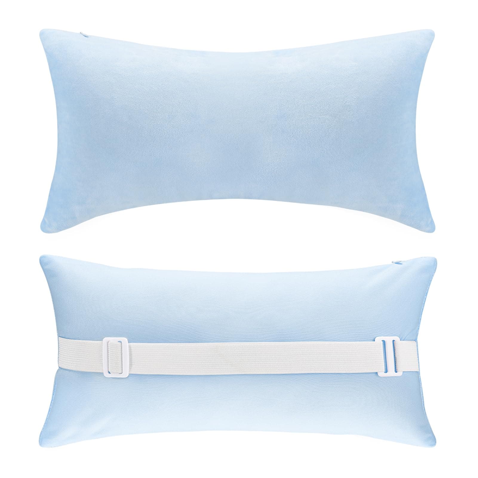 Lounge Chair Pillows with Strap - 2pcs Pool Beach Chair Head Lumbar Resting Pillow Waterproof with Adjustable Elastic Stripe for Outdoor Patio Garden Loungers Recliner Chaise - Blue