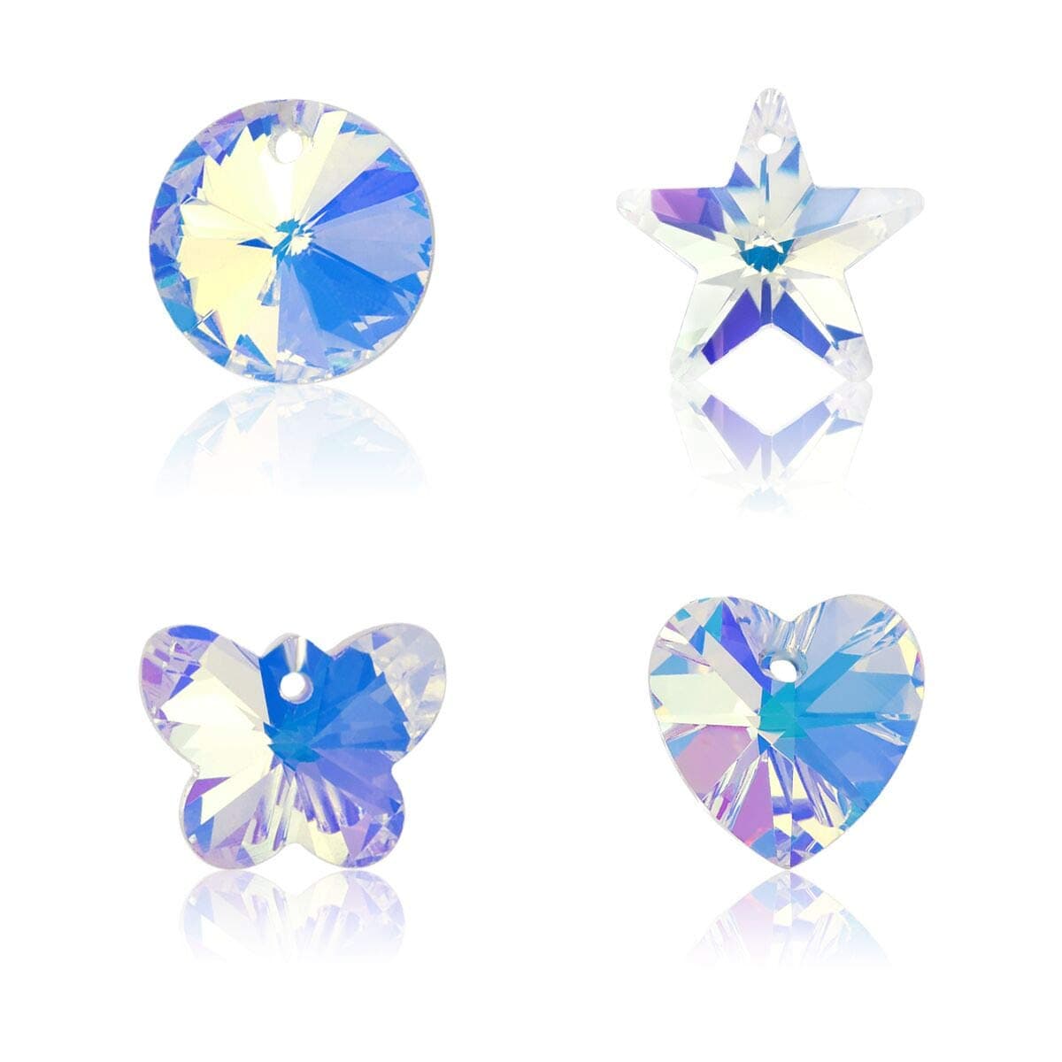 Nibiru Mix Shapes Loose Beads Charms Crystal Pendant for Jewelry Making Bulk lot Necklace Earrings Bracelet Craft Findings (28 Pcs Crystal AB)