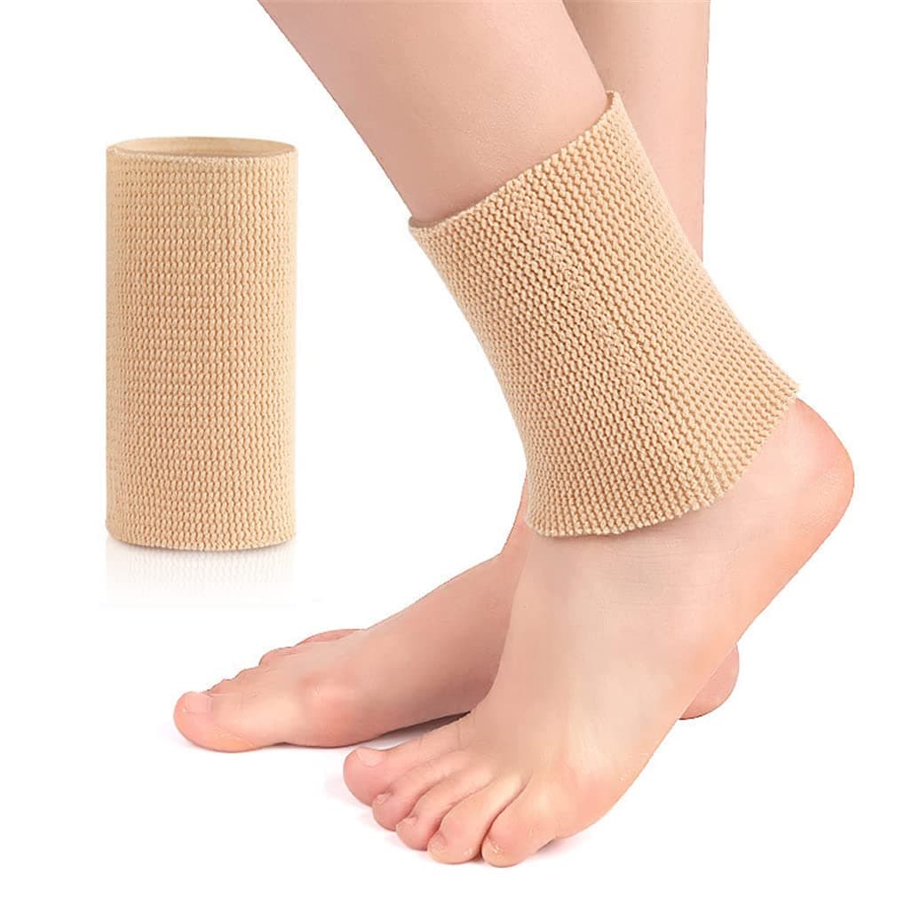 Ice Skating Ankle Gel Protection Tubing, 1 Pcs Compression Sleeve Ankle Protector Brace for Figure Skating, Roller, Riding, Free Cutting Foot Support Socks (5 x 3.2 inch) (skin)