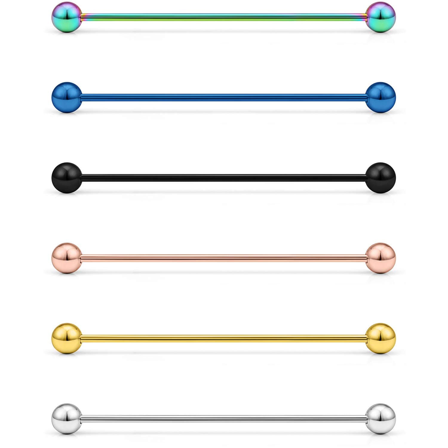 'Dyknasz Extra Long Industrial Barbell 45mm (1.77'') 16G 14G Surgical Steel Industrial Earrings Piercing Jewelry for Women Men'