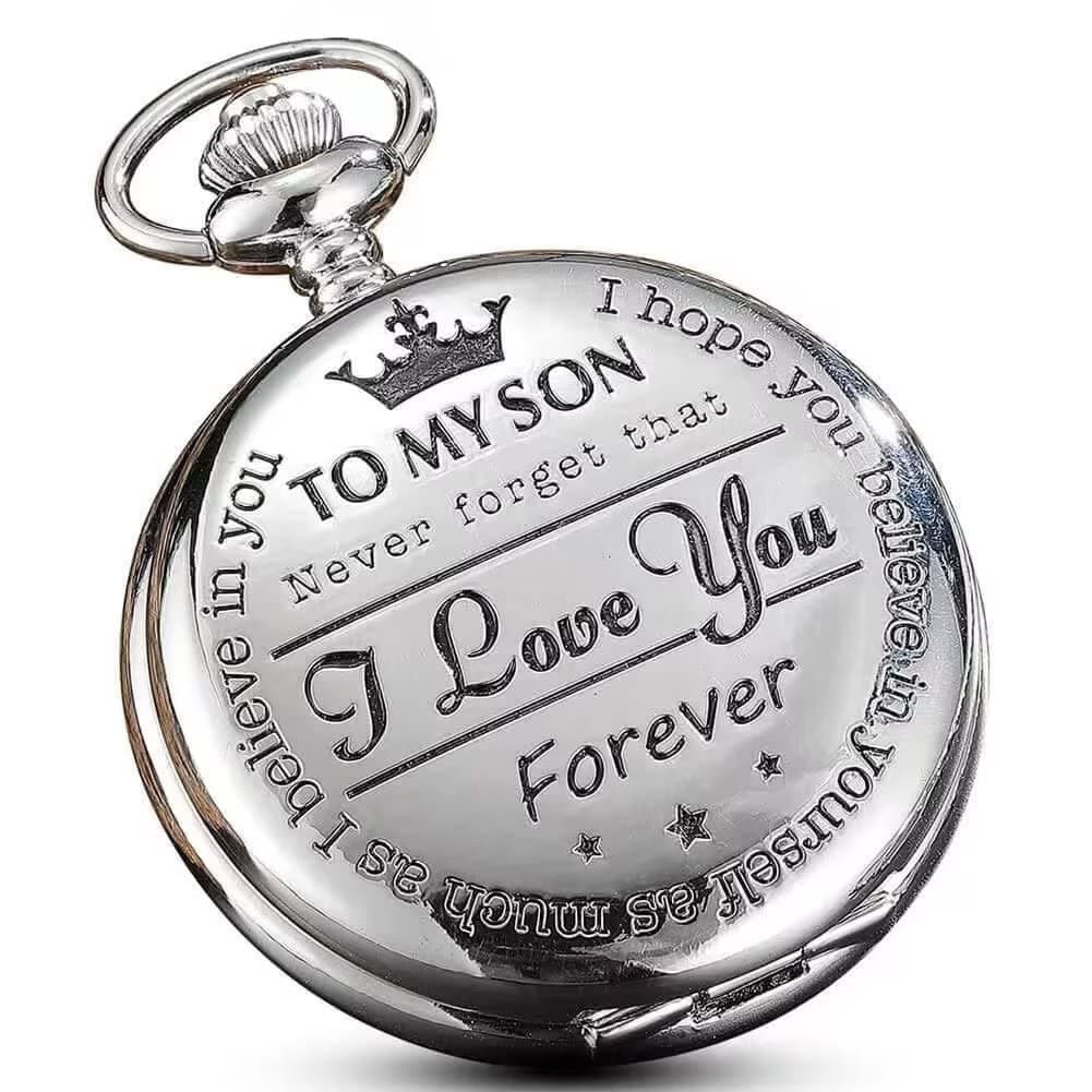 GORBEN Engraved Pocket Watch to Son I Love You Gifts from a Mom Dad Birthday Christmas Gift Fob Watches Chains