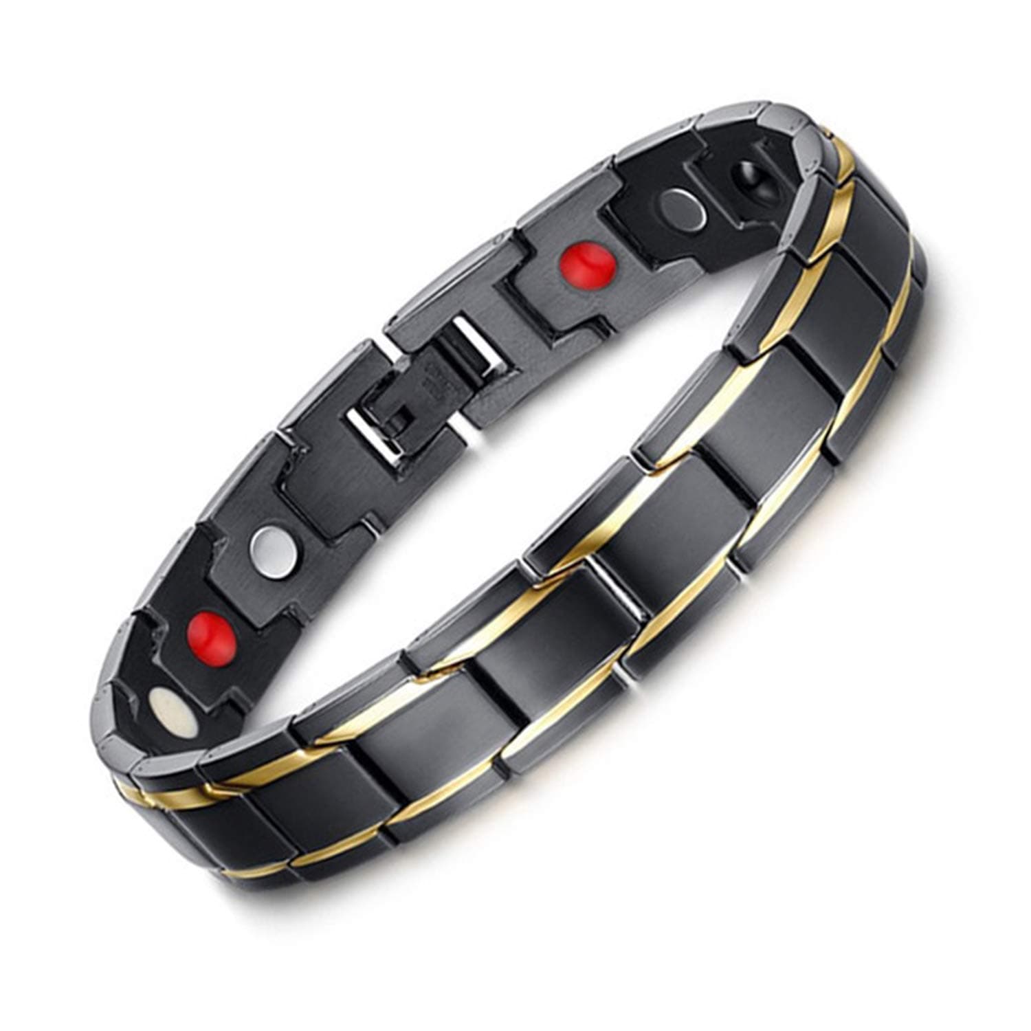 Lgraka 4 in 1 Bio Elements Therapeutic Energy Healing Bracelet Titanium Steel Magnetic Therapy Bracelet Pain Relief for Arthritis and Carpal Tunnel