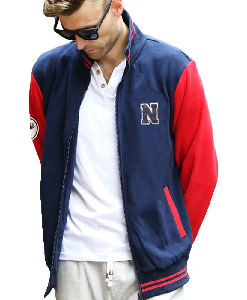 Nac Men's Fashion Stand Collar Thin Sportswear Rib Baseball Jacket