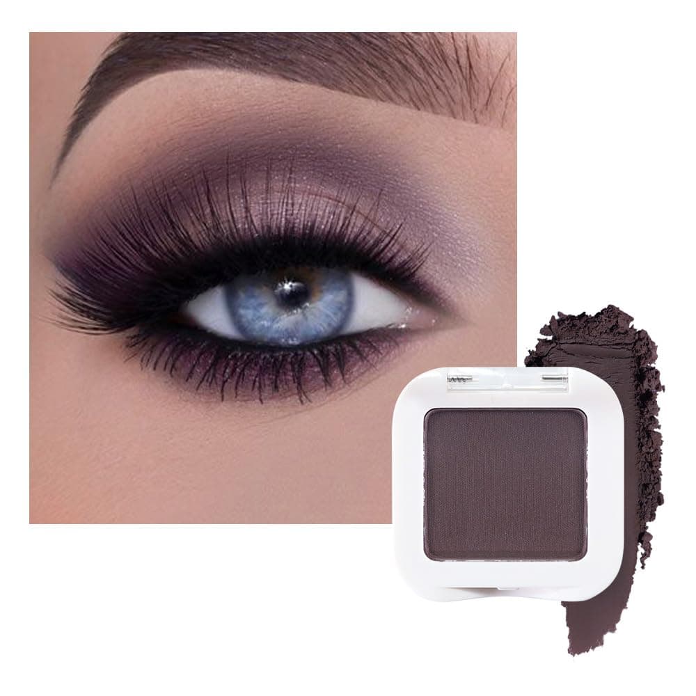 Matte Eggplant Purple Eyeshadow Palette Makeup for Older Women Brown Eyes, Deep Dark Mauve Plum Purple Cream Eye Shadow Palette Single for Older Women Matte, Monochrome Long Lasting Eyeshadow