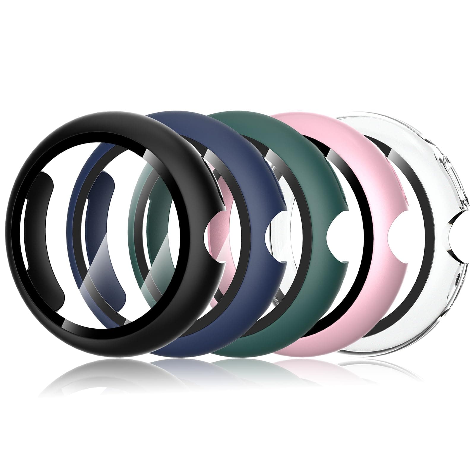 Simpeak 5-Pack Hard PC Case with Screen Protector Compatible with Google Pixel Watch 3 45mm 2024, Anti-Scratch Ultra-Thin Protective Bumper Cover Cases Compatible with Google Pixel Watch 3 45mm