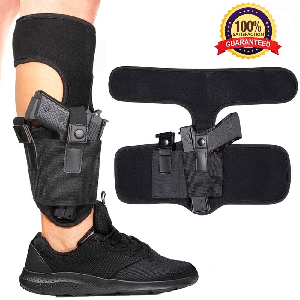 EnriQ Ankle Holster with Calf Strap and Spare Magazine Pouch | Fit Small Frame Guns | Concealed Leg Holsters | Fits Glock 23,26,42,43,SR9C S&W M&P Bodyguard.380,Ruger P22 380 LCP,LC9 and Similar Guns