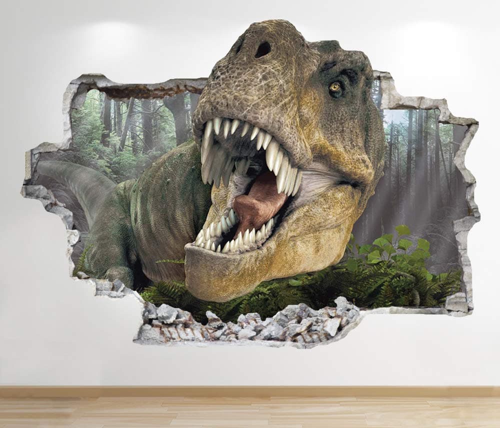 1Stop Graphics Shop DINOSAUR WALL STICKER 3D LOOK - BEDROOM LOUNGE NATURE ANIMAL WALL DECAL Z722 Size: Large