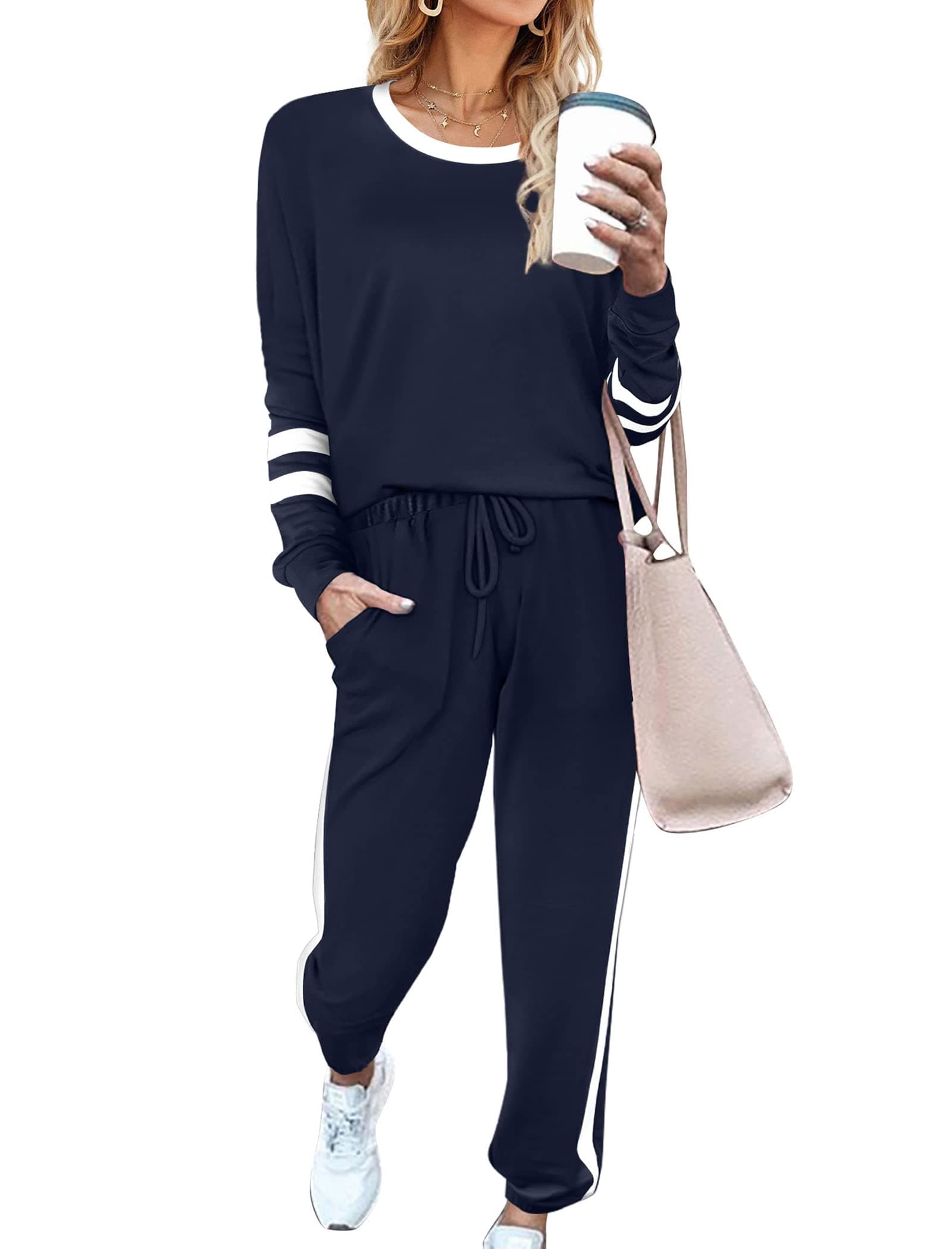 Sweatsuit for Women 2 Piece Outfits for Womens Crewneck Sweatshirts Pullover