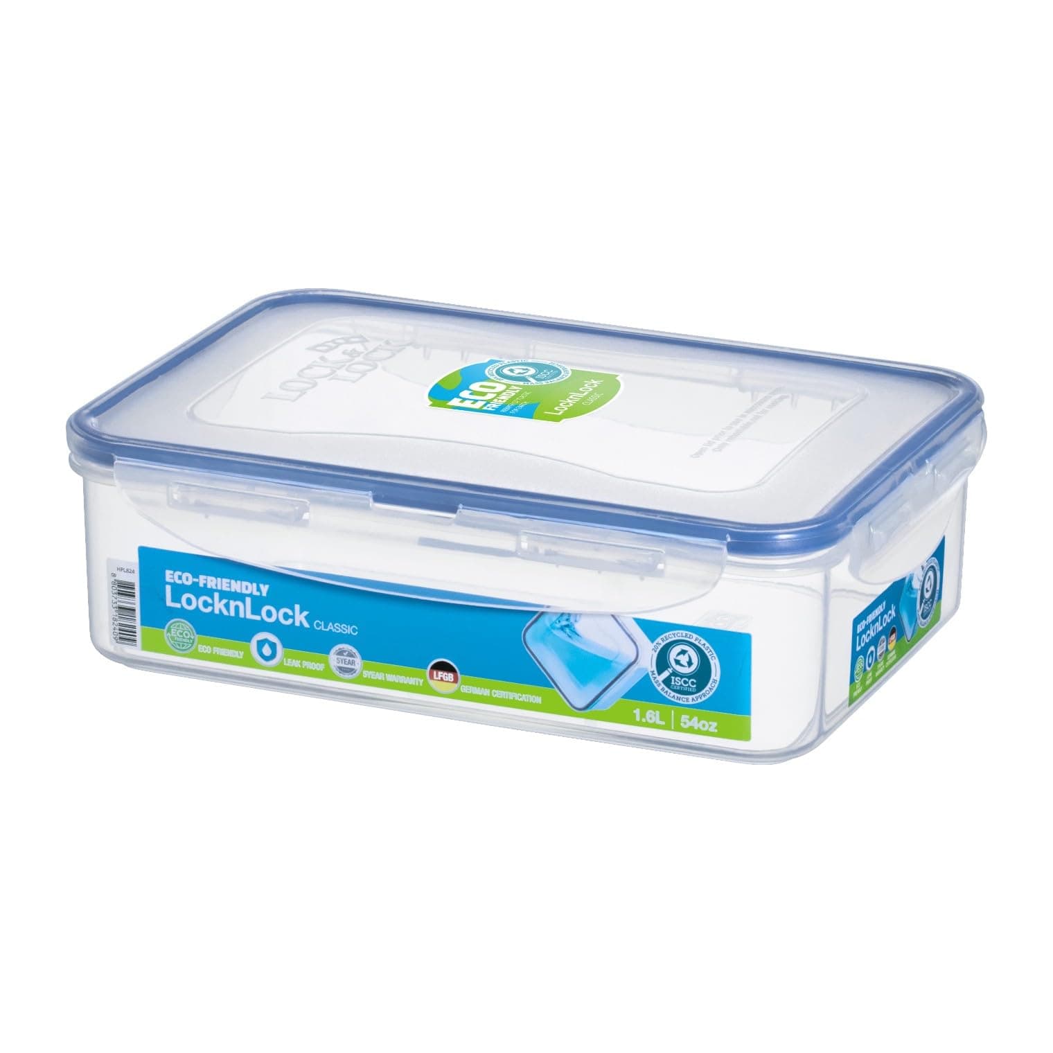 Lock & Lock HPL824 Rectangular Storage Container - Clear/Blue, 1.6 L