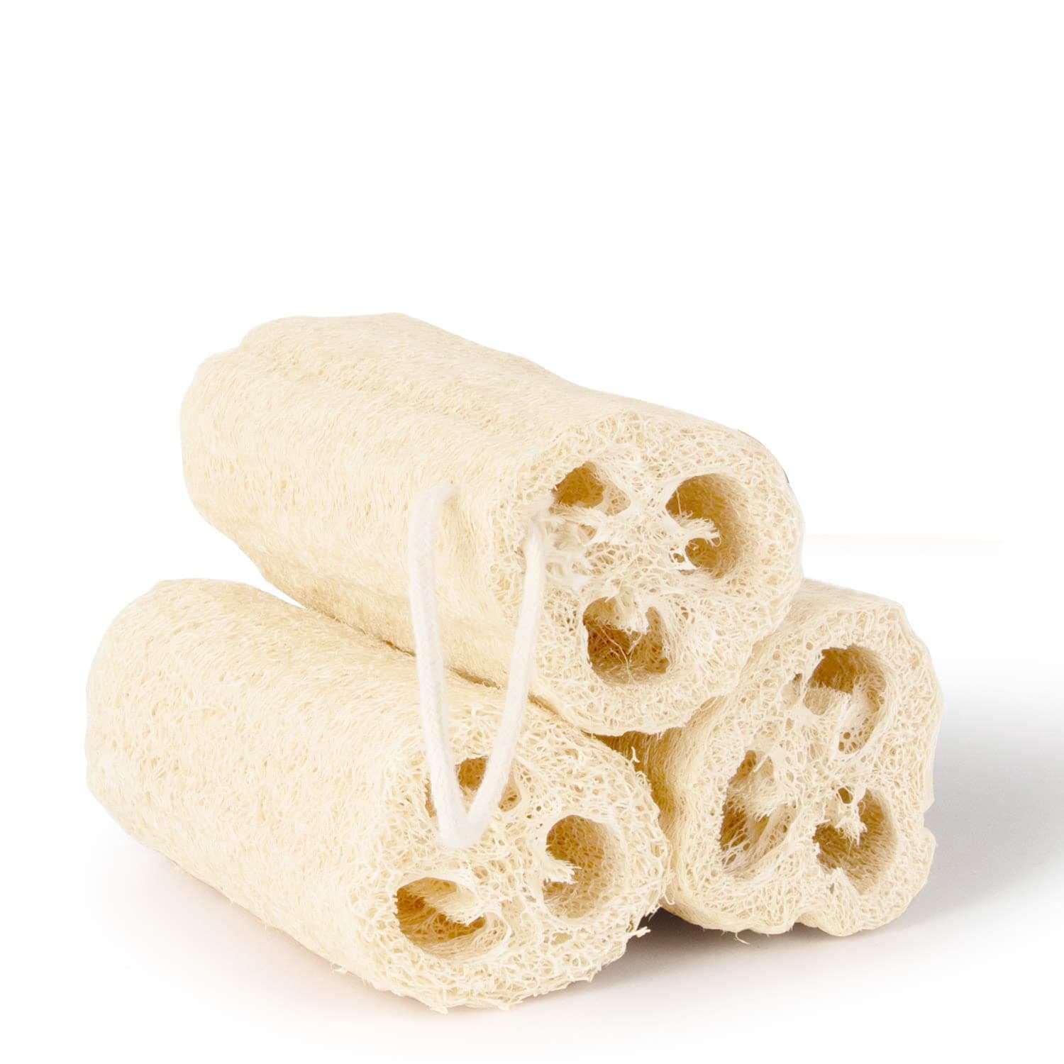 Shower Loofah Exfoliating Luffa Bath Sponge, No Bleaching Natural Shower Loofah Body Wash Scrubbers for Removing Dead Skin - 3 luffa Pack