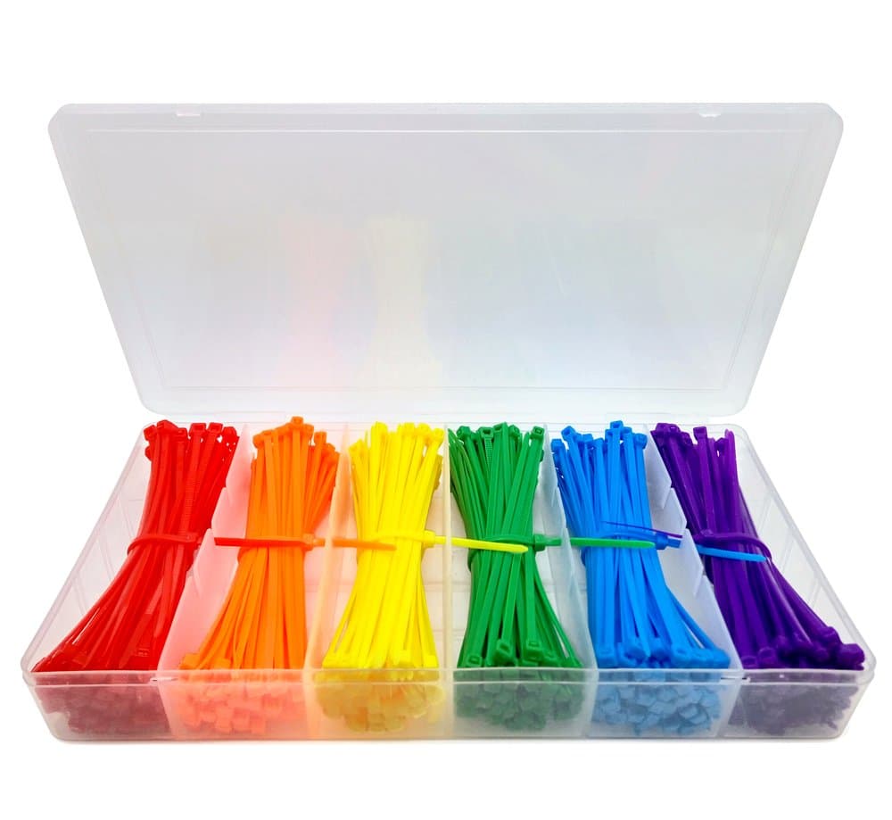 4 Inch Multi-Purpose Cable Ties, 600 Pieces, Assorted Colored