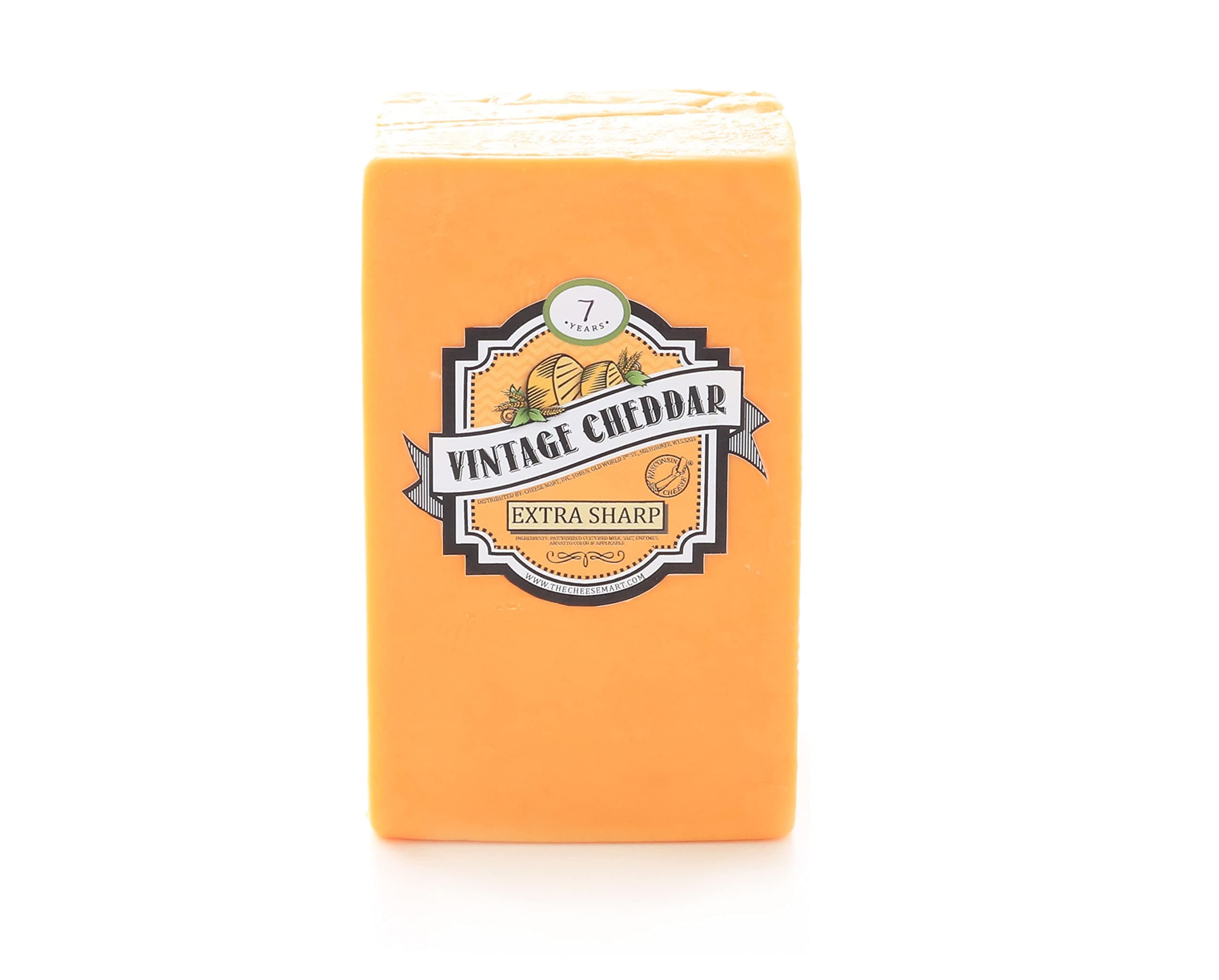 Aged Cheddar Cheese – 7 Years | 40 oz Half Loaf | Extra Sharp, Bold & Tangy Authentic Wisconsin Cheddar Cheese
