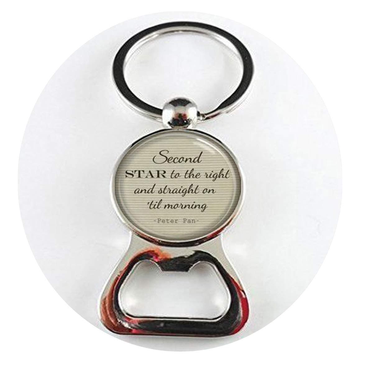 Second Star to The Right Straight to Morning Necklace Vintage Style Cabochon.Bottle openers Literary Jewelry