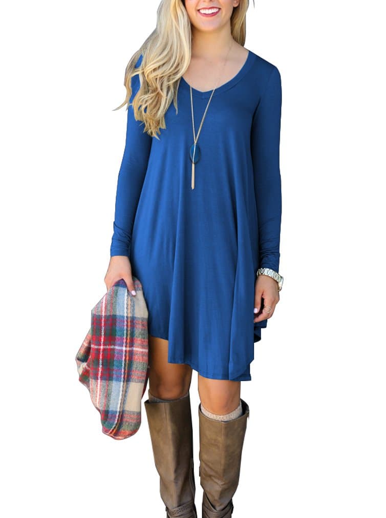 Miss Hollywood Women's Long Sleeve Casual Loose T-Shirt Dress