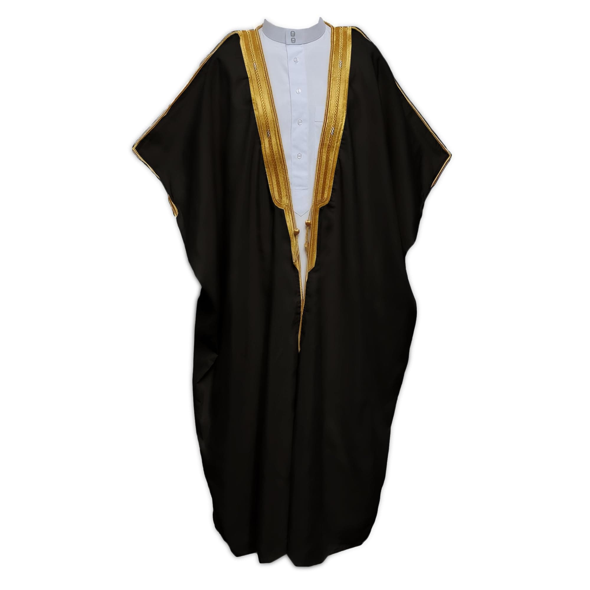 Desert Dress Arab Dress Mens Thobe Saudi Mens Robe Eid Arabic Bisht Coat Imam Sheikh - Black