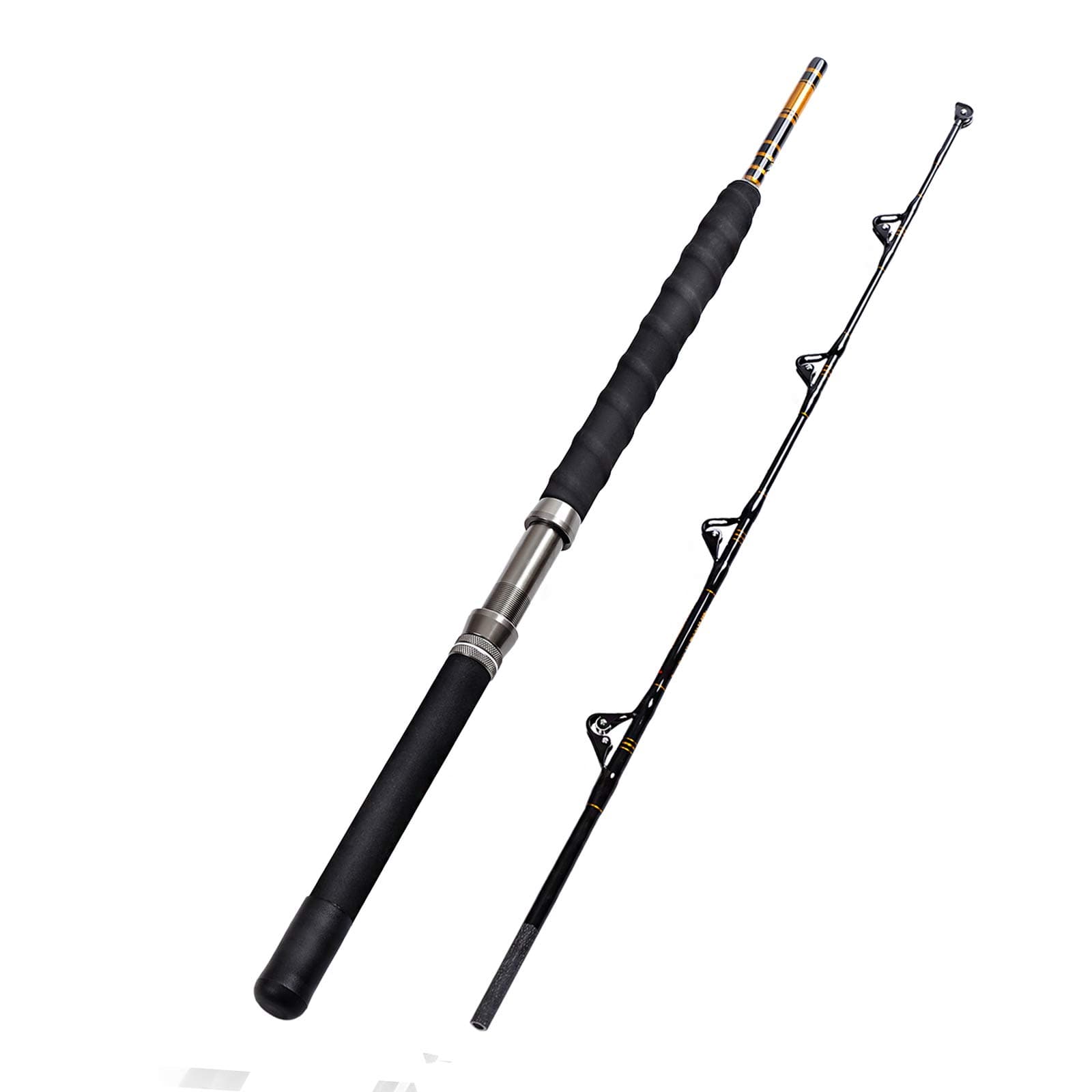 Fiblink 1-Piece/2-Piece Saltwater Offshore Heavy Trolling Rod Big Game Roller Rod Conventional Boat Fishing Pole with Roller Guides