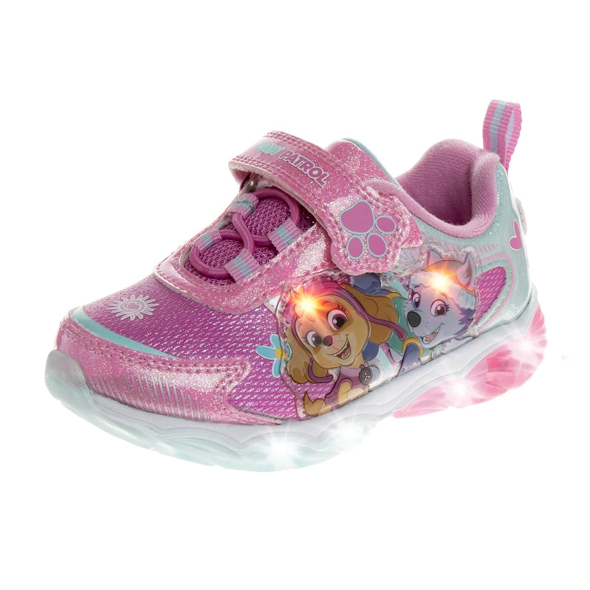 NickelodeonGirls Paw Patrol Shoes – Kids Toddler Light Up Sneakers- LED Skye and Everest Slip-On Lightweight Tennis Breathable Character Athletic Running Shoes (Toddler/Little Kid)