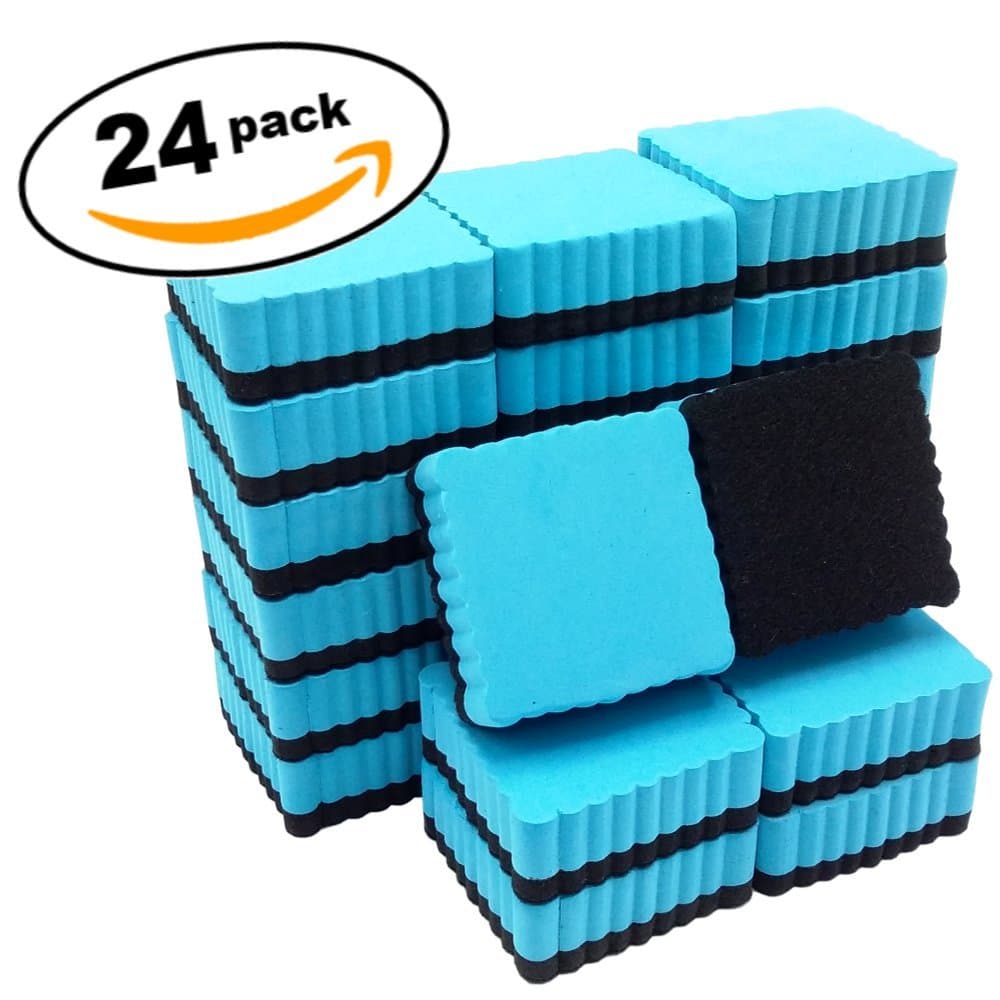 24 pk Mini Dry Erase Erasers Whiteboard Eraser | Magnetic | Clean Your White Boards Quick and Easy