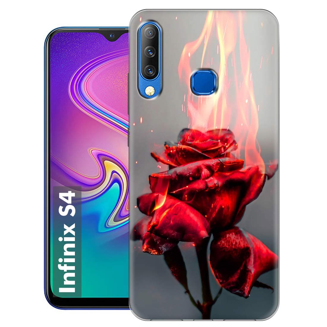 Fashionury Burning Rose Printed Designer Mobile Soft Back Cover Case Compatible for Infinix S4