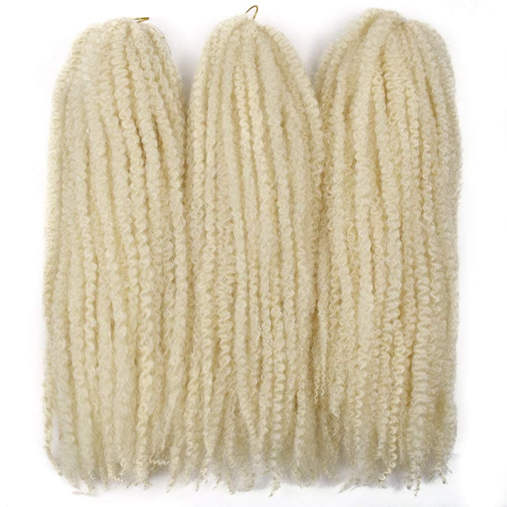 Afro Kinky Twist Crochet Hair Braids Marley Braid Hair 18inch Senegalese Curly Crochet Synthetic Braiding Hair (3Packs,#613)