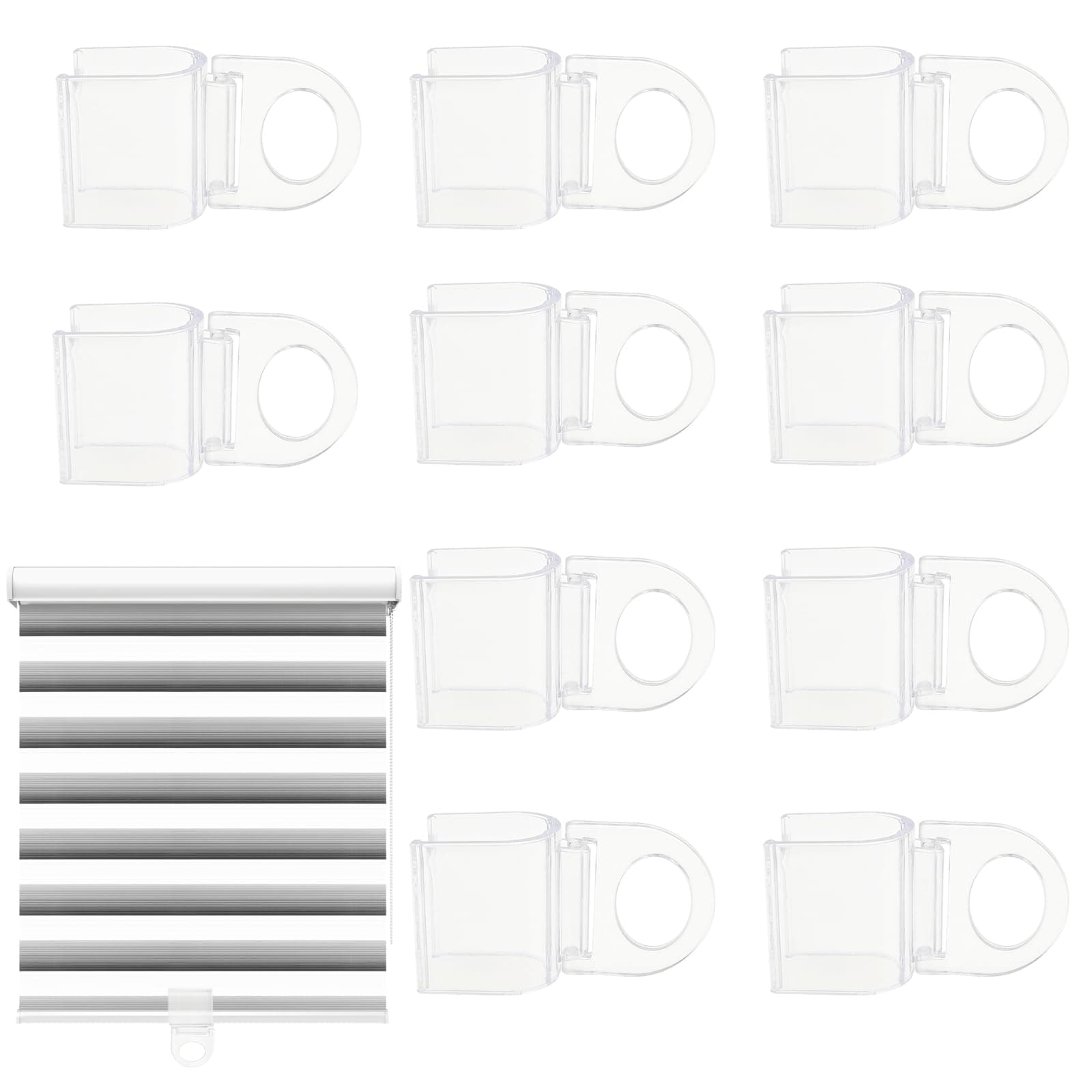 10 Pack U-Shaped Roller Curtain Grips Hanging Ring Curtain Clips Cordless Window Shades for Home Roller Shutter Clips Transparent Rolling Blind Sunshade Lifting Clip