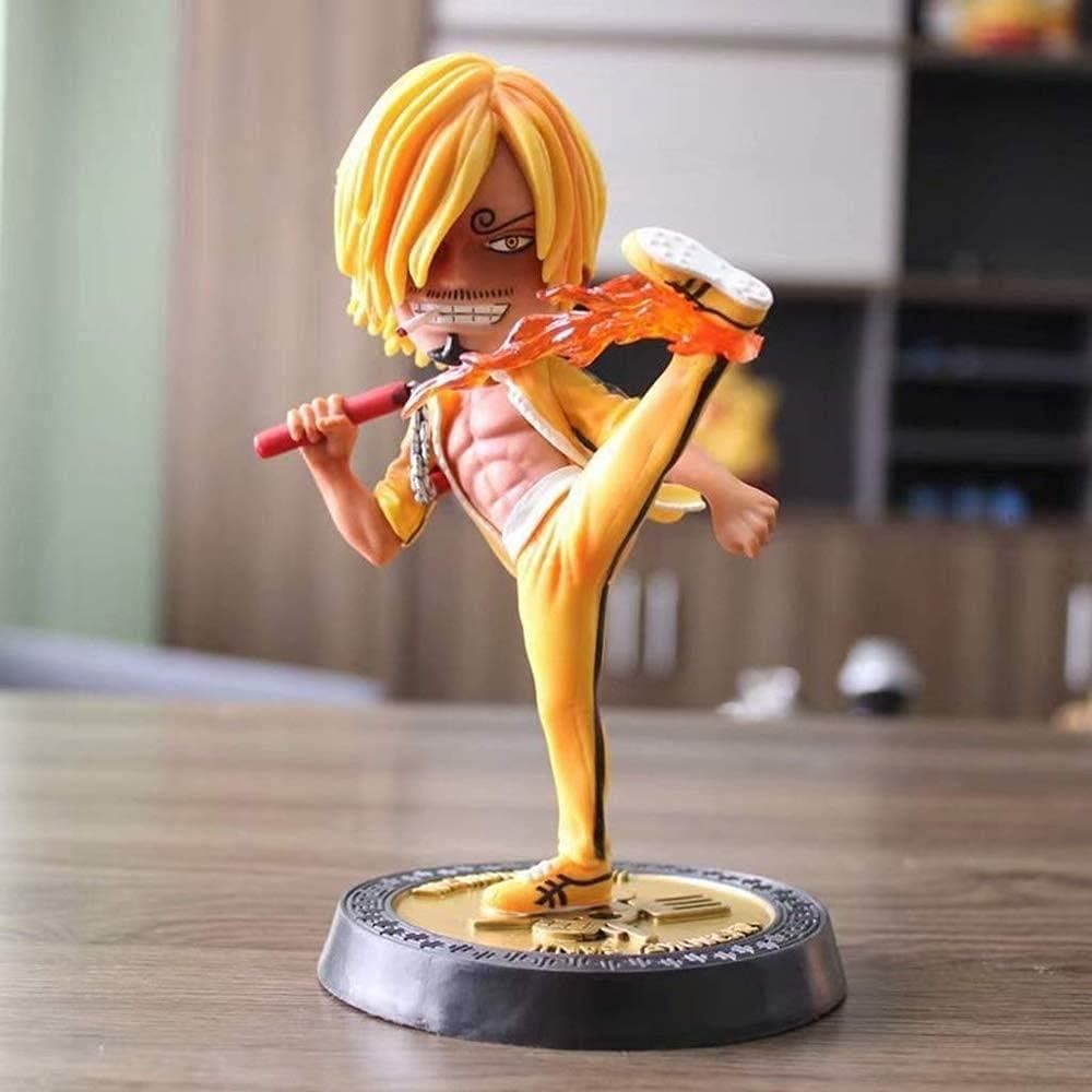 One Piece Vinsmoke Sanji Ready to Fight Sport Yellow Handsome PVC Shouban Pattern Doll Birthday Gift Beautiful Boxed 30 cm High