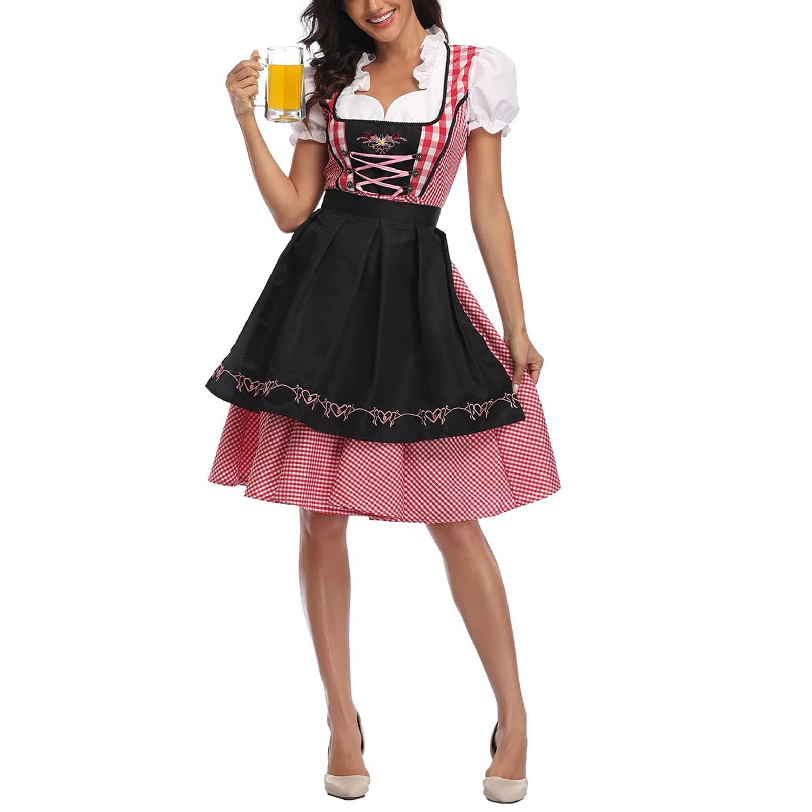 Women's Oktoberfest Costume German Dirndl Dress Traditional Bavarian Carnival Party 3 Piece Beer Maid Costumes
