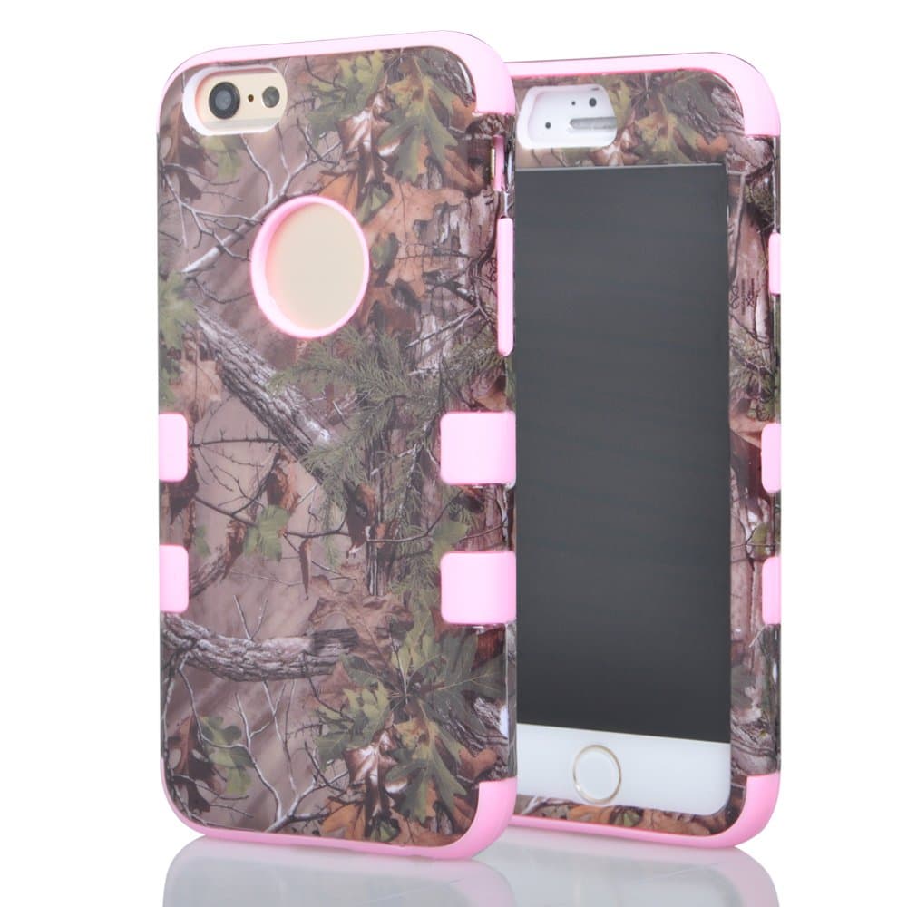 Brown Twig 3 in 1 Triple Layer Heavy Duty Hybrid Tree Branch Combo Rubber Hard Case Cover for Apple iPhone 6 (pink)