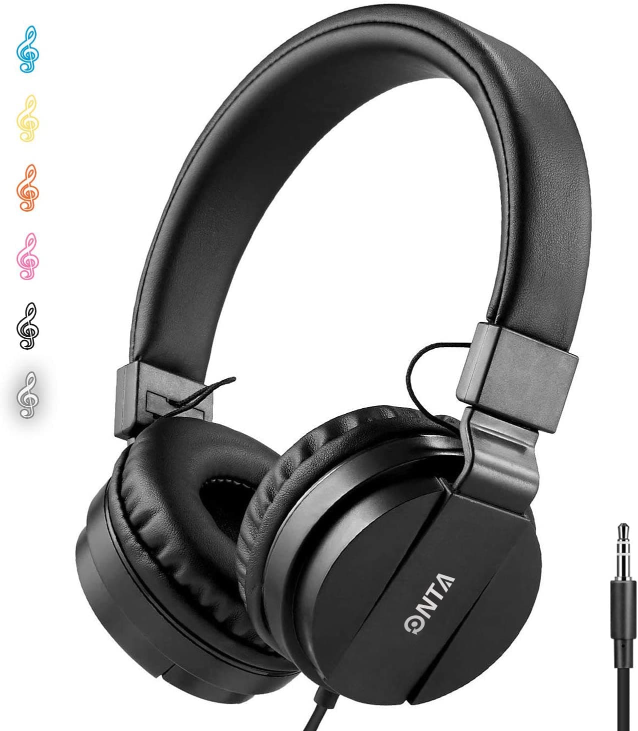 ONTA Kids Headphones for Boys Girls - Child Student Headset Wired plug Toddler Earphones School Teen on Ear for Ipad | Computer | Smart phone | Amazon Fire Tablet | Laptop | Plane Travel | Game, black