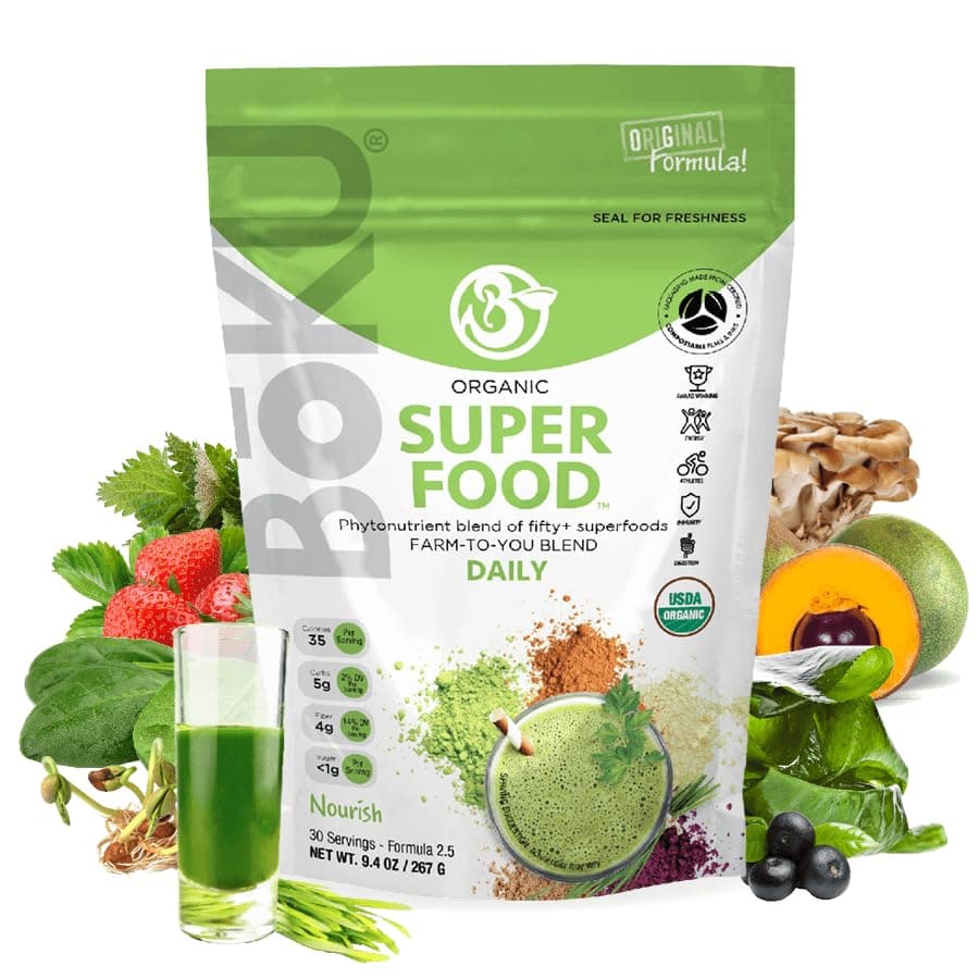 Boku Superfood Greens Superfoods Powder - Amazing Smoothie Powders, Organic Nutrition Food, Super Blend Health Supplements, Plant-Based Daily for Smoothies, Supplement Mix Drink, 28.2oz