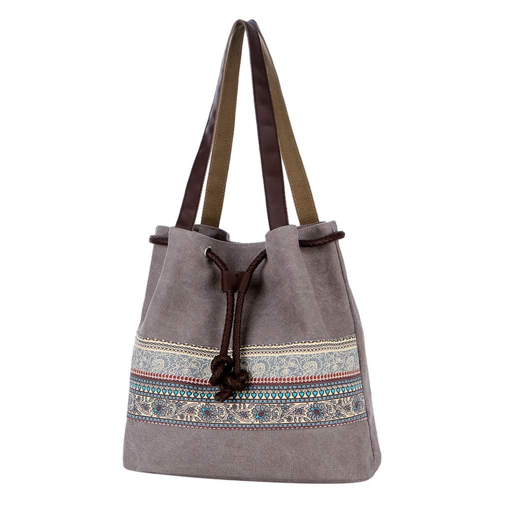 KEYIA Women Fashionable Leisure National Bags Canvas Handbag Single Shoudler Bags Totes Bucket