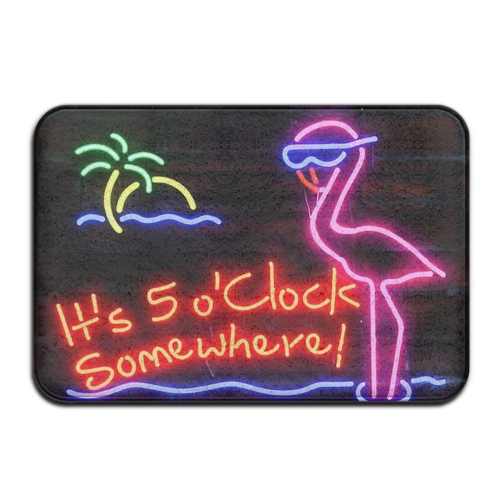 ZMLSJY Its 5 O'Clock Somewhere Doormat Indoor Outdoor Doormats Super Absorbs Mud Dirt Easy Clean Cute Cat Floor Rug Door Mats 15.7" X 23.6"