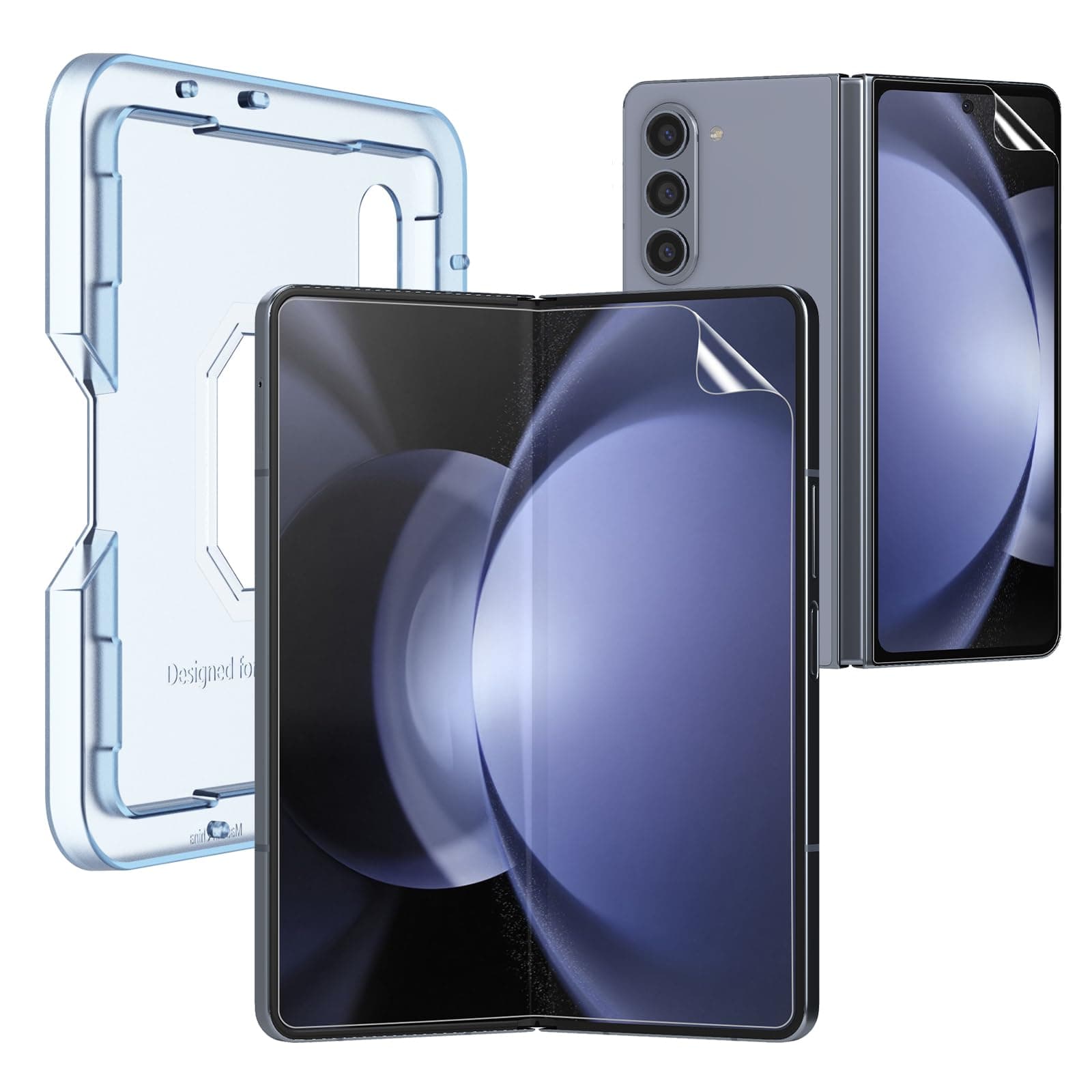 KCT TPU Screen Protector Compatible with Samsung Galaxy Z Fold 5 / Samsung Galaxy Z Fold 4 5G (2023/2022), Front & Inner TPU Flexible Film, Auto-Repair, Bubble-Free, Positioning Frame