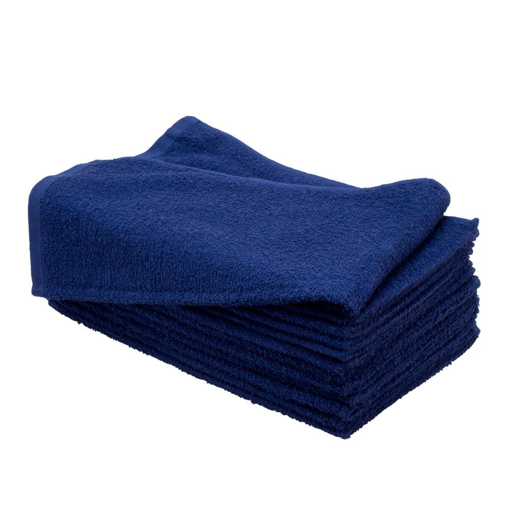 12 Pack 15" x 25" Bleach Chemical Resistant Cotton Hair Towels Navy Blue