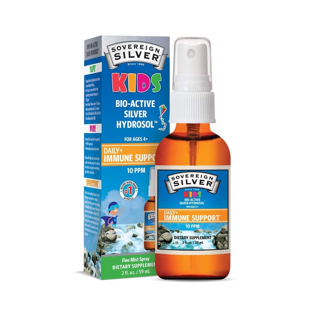 Sovereign Silver Kids Immune Support, Colloidal Silver, Bio-Active Silver Hydrosol,10 ppm, Fine Mist Spray, 2 Fl Oz