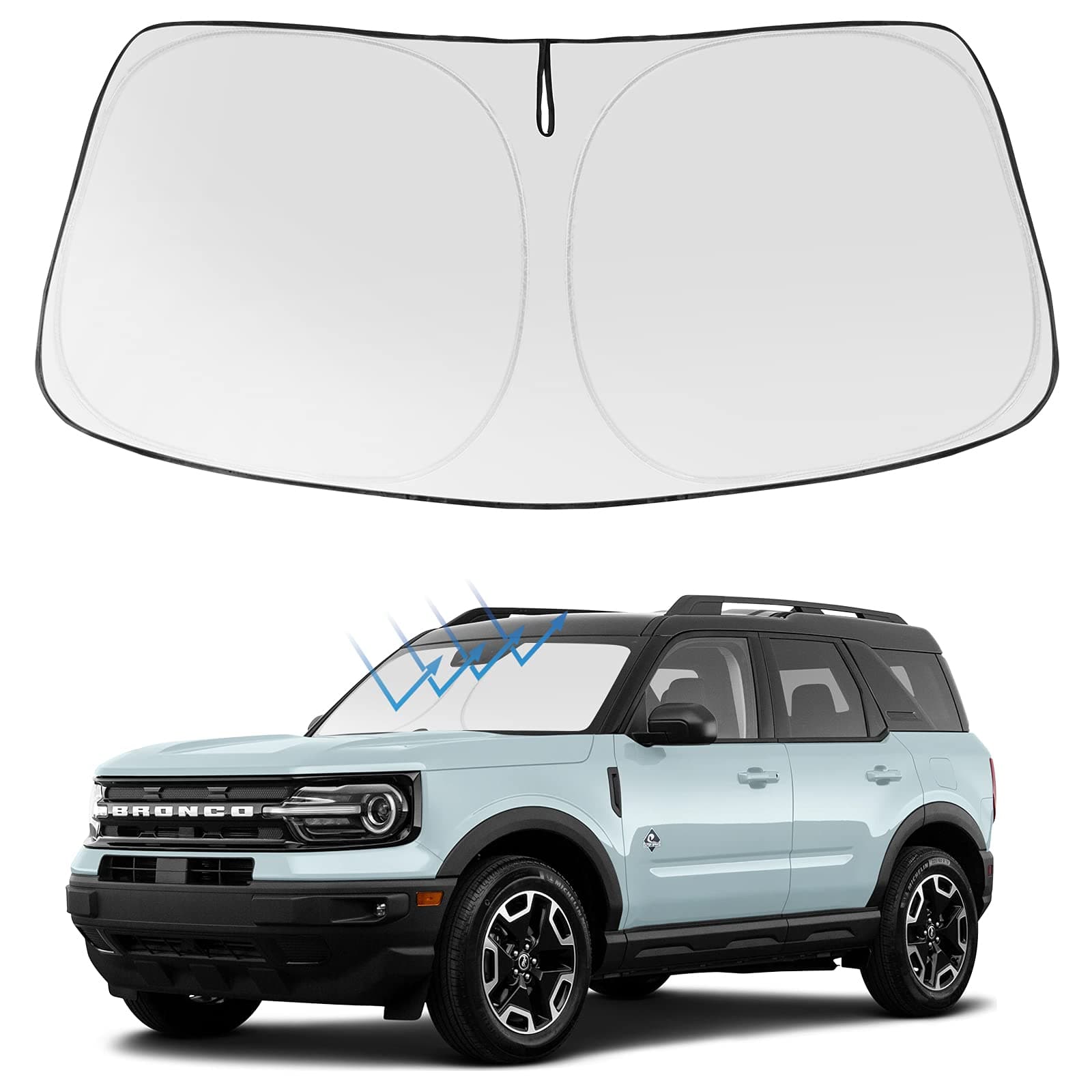 Front Windshield Sunshade Foldable Sun Shade Protector Custom Fit 2021 Ford Bronco Sport Accessories 2021 Upgrade