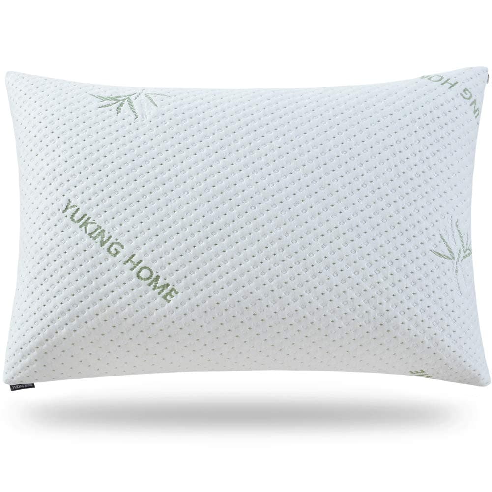 Yuking Home Bed Pillows for Sleeping, Gel-filled Fiber and Latex 2-in-1, Adjustable Loft for Neck Pain Relief and Side Back Stomach Sleeper with Removable Bamboo Case (Microfiber & Latex, Queen)