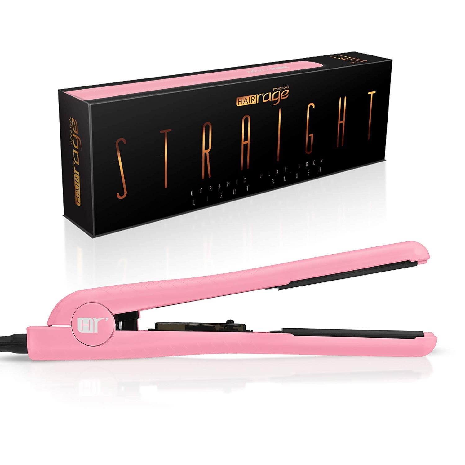 Hair Rage Salon Grade Professional 1.25 Inch Ceramic Tourmaline Hair Straightening Iron Professional Flat Iron Light Blush Pink