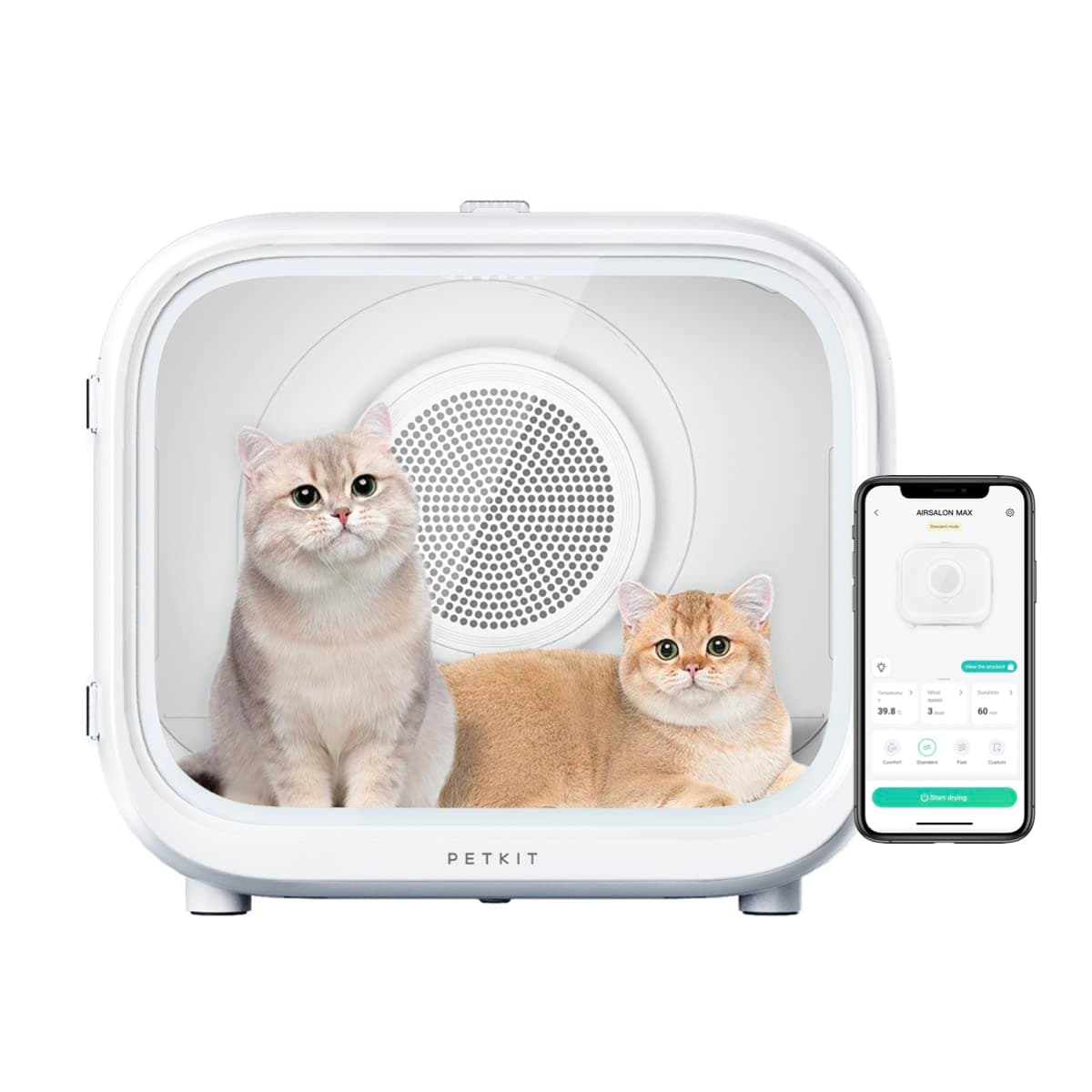 PETKIT Pet Hair Dryer for Cats and Dogs, AIRSALON MAX Automatic Cat Hair Grooming Dry Box, Smart Temperature Control via App & Touch Panel, Ultra Quiet, 360 Drying Cozy for Pets, 60L Large Capacity