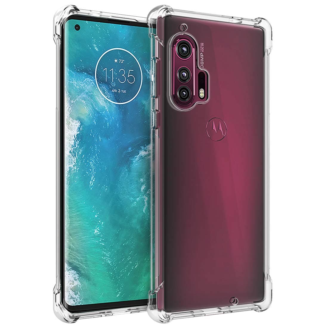 for Moto Edge Plus Case Clear Moto Edge+ Case Transparent Reinforced Corners TPU Shock-Absorption Flexible Cell Phone Cover for Motorola Moto Edge+(Clear)